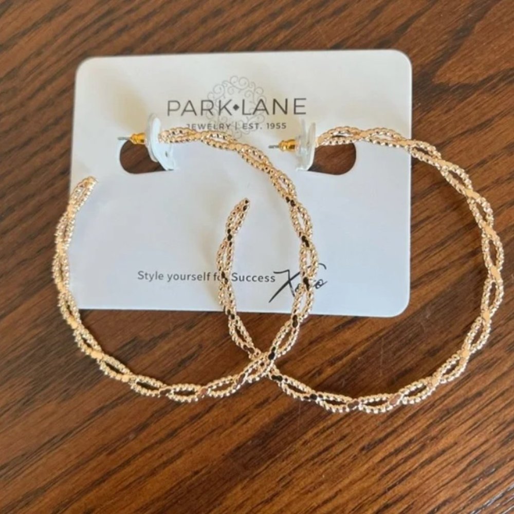 Park Lane Wrangler Gold Twist Earrings, 2 ¼” in Diameter